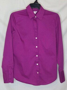 Calvin Klein Button-up blouse: Fitted & Stretchy - Size Sm. - long sleeve - Dk P
